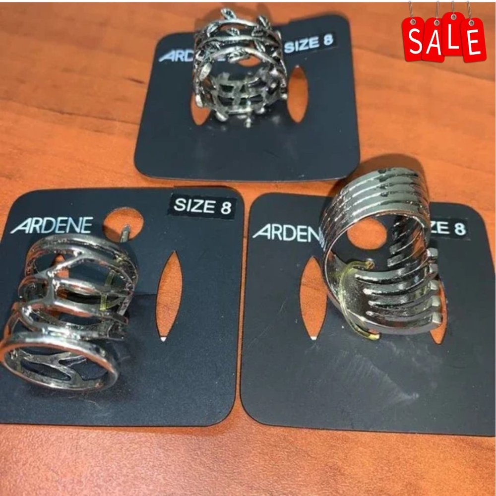 ARDENE 3 Fashion Rings Size 8